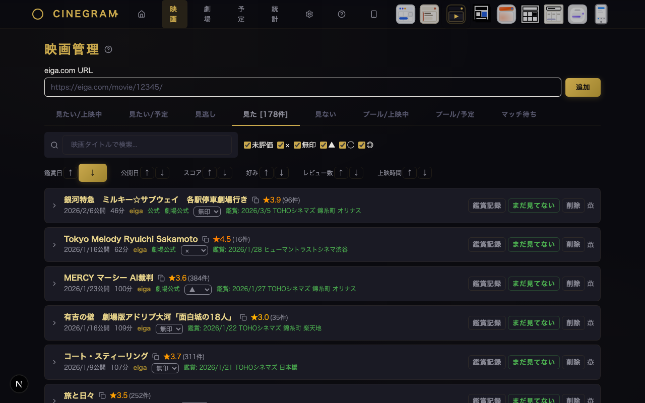 見た映画 シネマティック